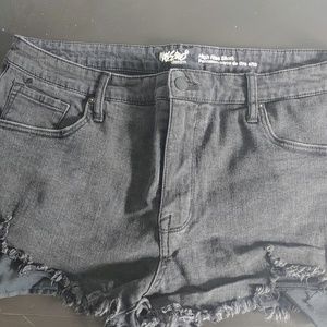 Black denim short